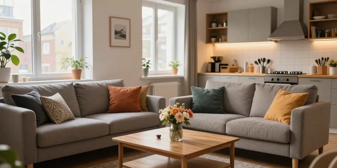 Gemütliche Monteurwohnung Hannover mit modernem Interieur, voll ausgestatteter Küche und natürlichem Licht.