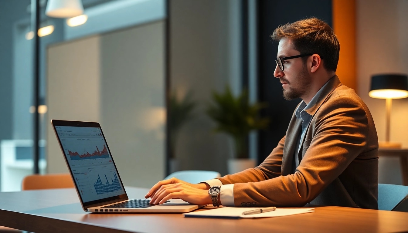 Professioneller Unternehmensberater bei der Analyse von Unternehmensberatung-Daten in einem modernen Büro.