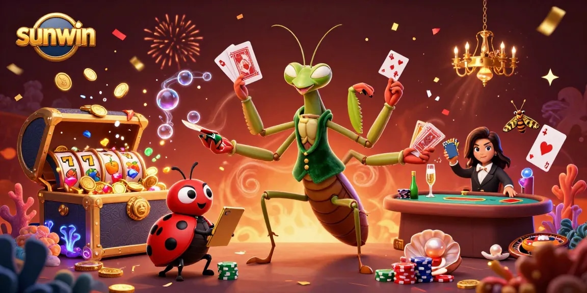 Experience thrilling wins at sunwin casino with a vibrant illustration of animated characters in action.