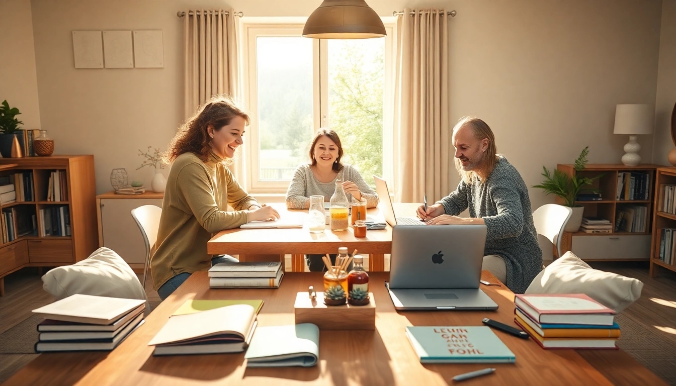 Familie beim Heimunterricht: Gemeinsam lernen in einer kreativen Umgebung.