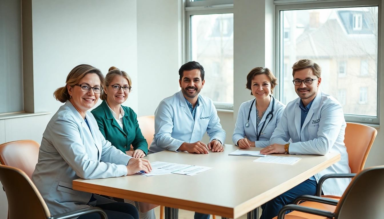 Team beim Planen der Schritte zur Gründung eines Pflegedienstes im modernen Büro.