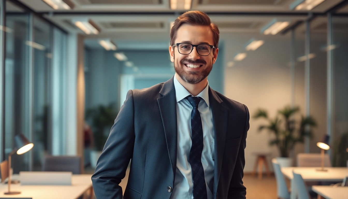 Headhunter auf sich aufmerksam machen durch effektive berufliche Interaktion in einem modernen Büro.