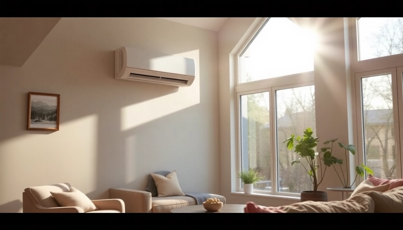 Installing klima kosten-friendly air conditioning unit in a bright living room.