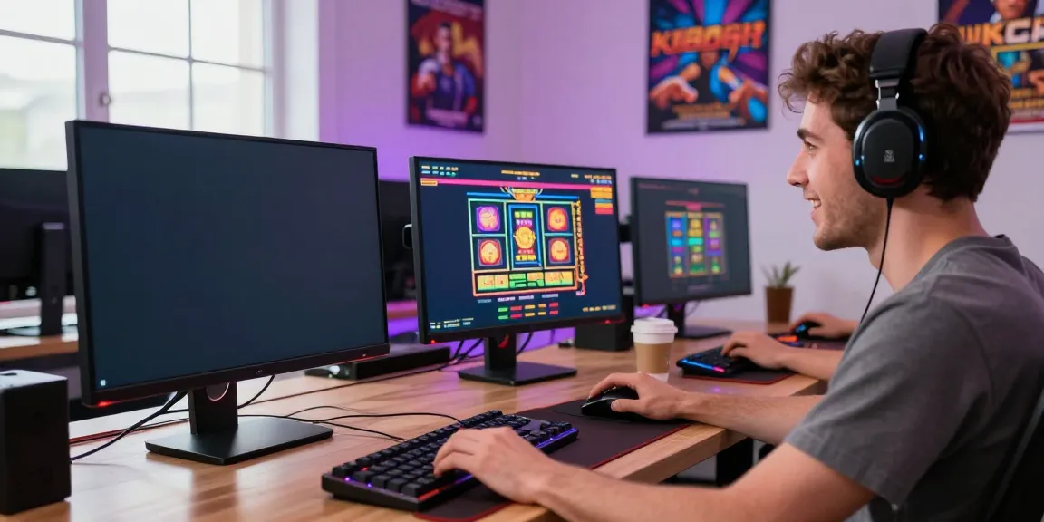 Engaged player enjoying online gaming experience on desktop at https://uk88.ad/ with vibrant visuals and gaming peripherals.