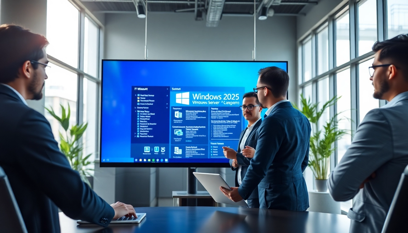Optimierte Server 2025 Lizenz für Firmenumgebungen in einem modernen Büro mit IT-Team.