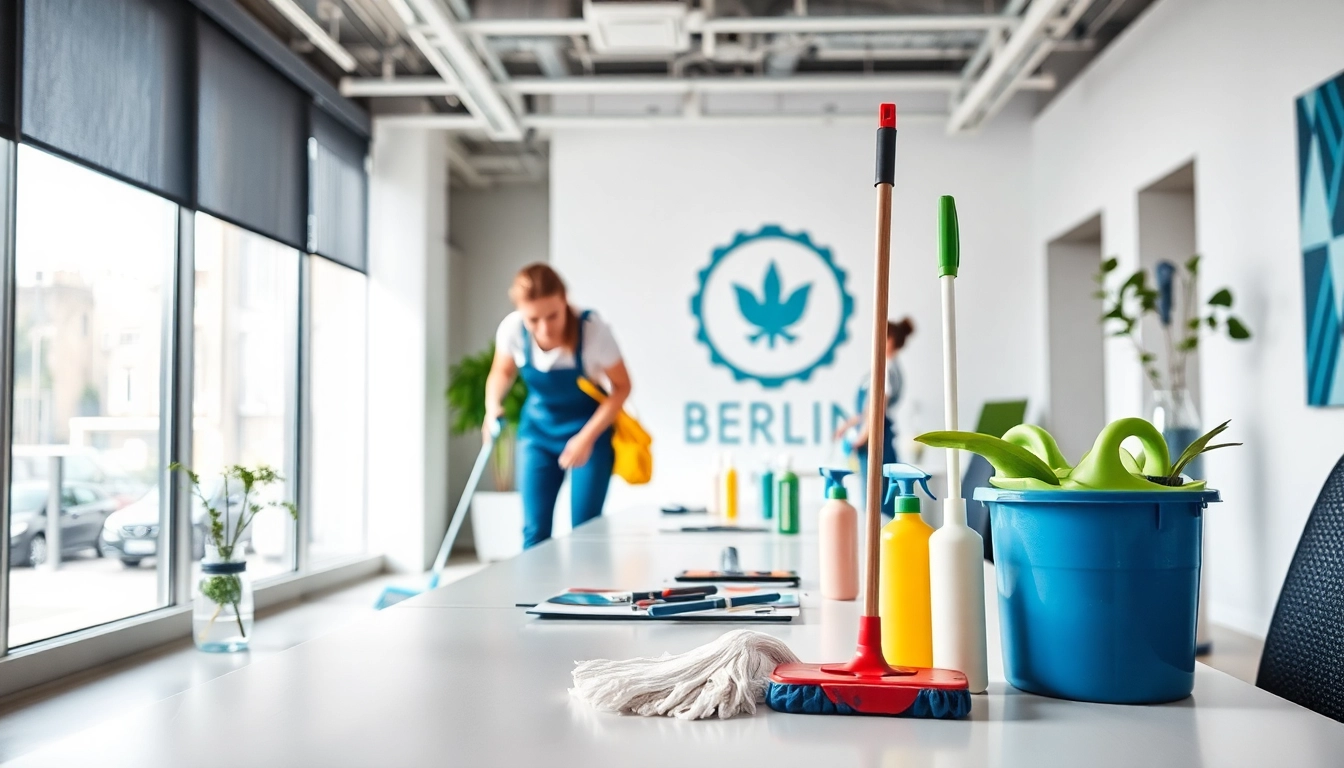 büroreinigung berlin im Einsatz: Professionelle Reinigungskräfte in einem modernen Berliner Büro.