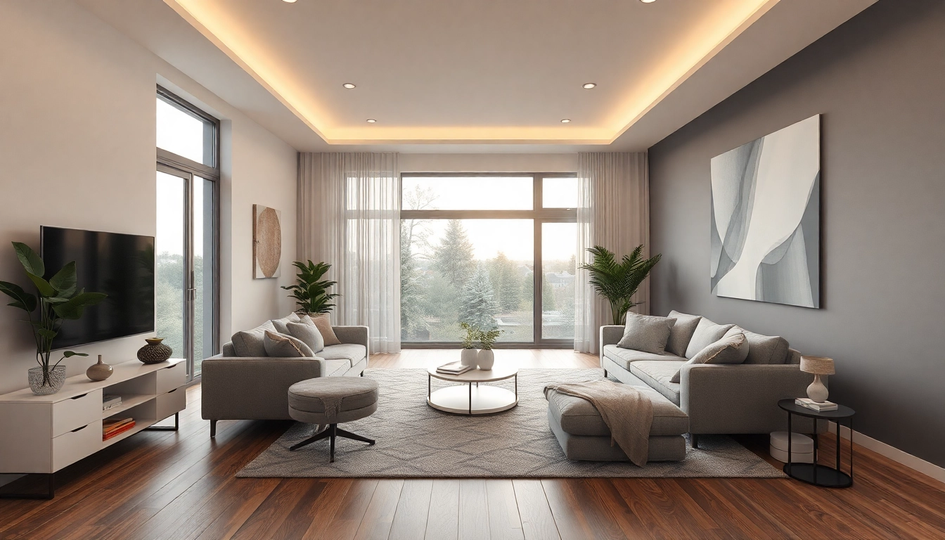 Hochwertige 3D Visualisierung erstellen eines modernen Wohnzimmers mit realistischer Beleuchtung und Farbgestaltung.
