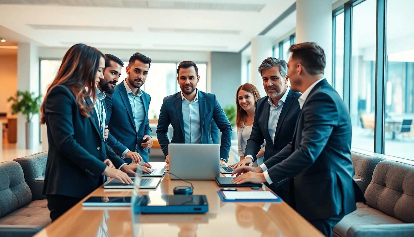 Effiziente Teams besprechen SAP ERP Loesungen in einem modernen Buero.