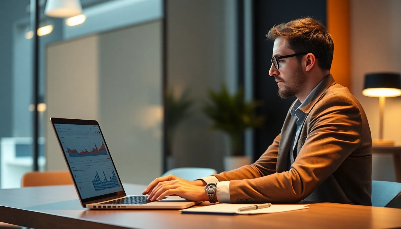 Professioneller Unternehmensberater bei der Analyse von Unternehmensberatung-Daten in einem modernen Büro.