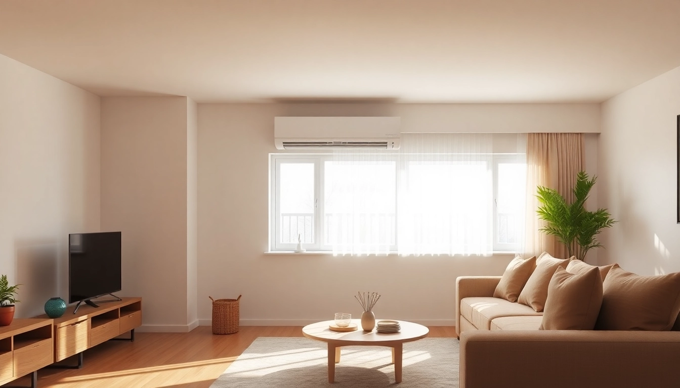 Visualize Klima kosten for a split air conditioning unit enhancing a cozy living area.