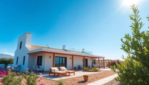Kaufe Immobilien in Nordzypern mit Blick auf die Küste und moderne Architektur.