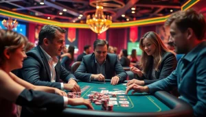 Online Casino ohne Anmeldung: Spieler erleben den Nervenkitzel des Glücksspiels mit bunten Chips und Karten.