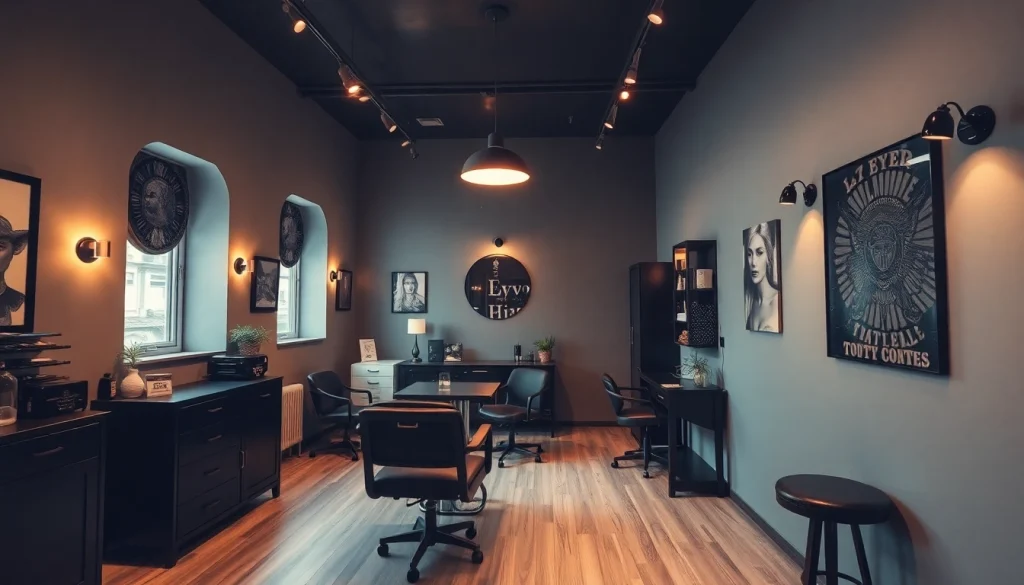 Stylish Tattoo Studio München mit kreativen Kunstwerken und einladendem Ambiente für zukünftige Kunden.