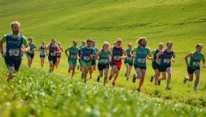 Erleben Sie die aufregende Atmosphäre der Wetziker OL Challenge mit begeisterten Läufern in einer lebhaften Umgebung.