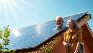 Erleben Sie die PV-Steuerliche Vorteile auf einem sonnigen Dach mit einer glücklichen Familie, die Solaranlagen nutzt.
