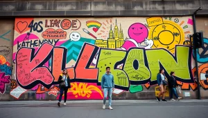 Entdecken Sie Graffiti Köln: Farbintensive Wandmalerei, die Kölner Kultur feiert und passierende Bewunderer anzieht.