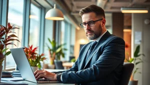 Headhunter führt talentierte Bewerberauswahl in modernem Büro durch.