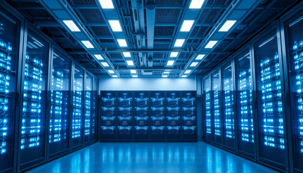 Windows Server 2025 Standard Download, IT-Raum mit modernen Server-Racks