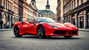 Ferrari PPF München: glänzender Ferrari mit Schutzfolie auf Münchener Straße.