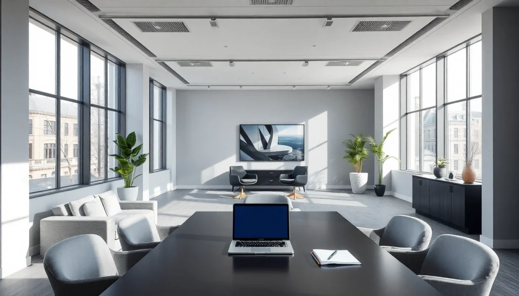 Erfolgreiche Headhunter Köln arbeiten in einem modernen Büro mit eleganter Einrichtung.