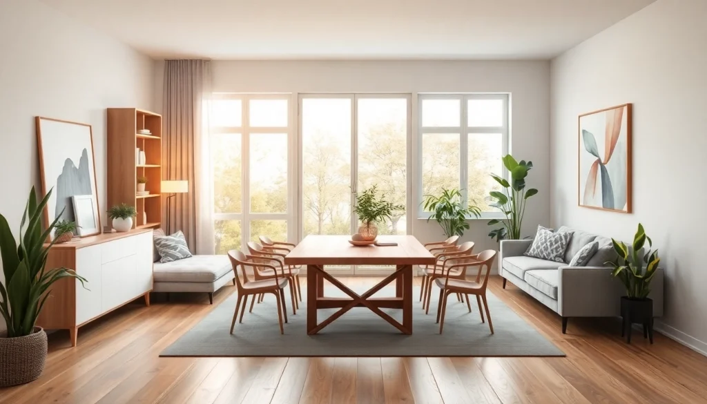 Gestalten Sie Ihren Raum mit harmonischen Farben und eleganten Möbeln für eine stilvolle Raumgestaltung.