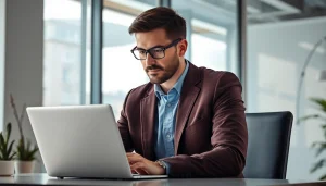 Headhunter Pflegekräfte: Ein professioneller Headhunter analysiert Lebensläufe und arbeitet im modernen Büro.