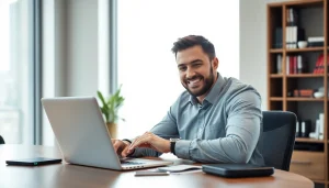 Headhunter IT bei der Arbeit in einem modernen Büro, fokussiert auf die Einstellung von IT-Talenten.