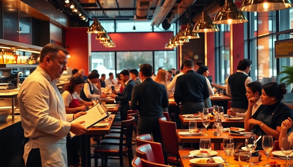 Dynamically engaged Headhunter Gastronomie team showcasing teamwork in a busy restaurant setting.