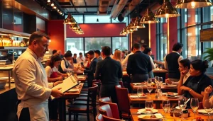 Dynamically engaged Headhunter Gastronomie team showcasing teamwork in a busy restaurant setting.