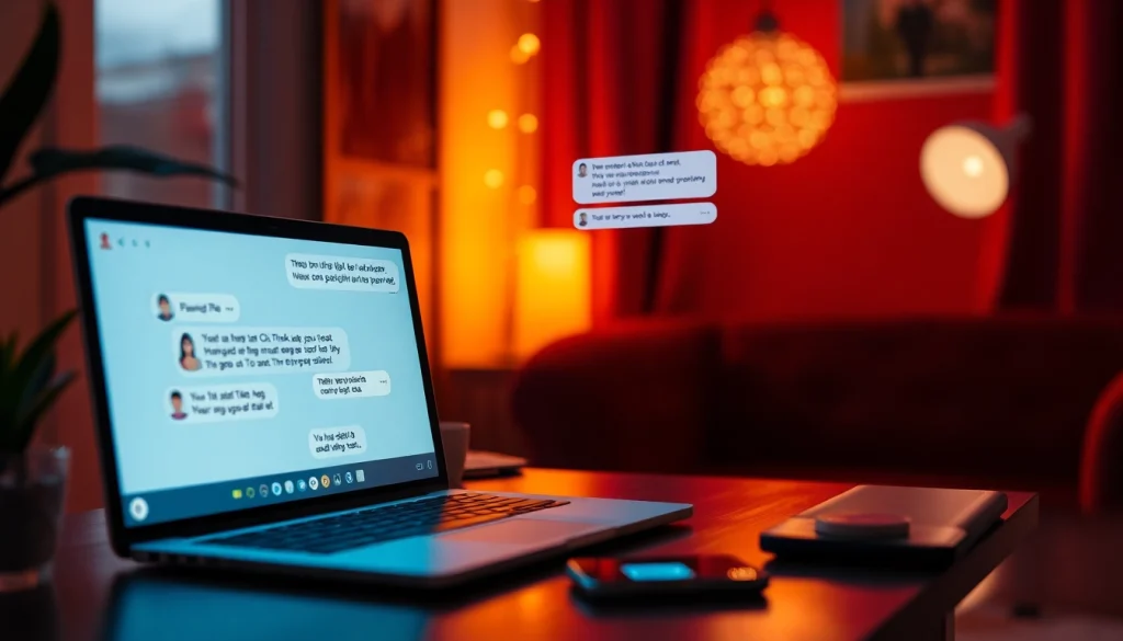 Engaging scene of sex chat on digital devices with cozy ambiance and warm lighting.