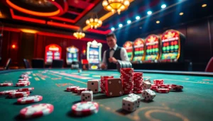 Experience the thrilling action of Nhà cái ZB368 at a luxurious casino setting with vibrant games and professional dealers.