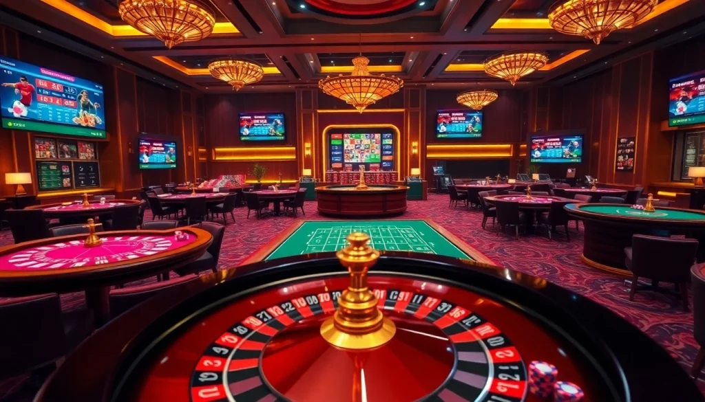 Exciting gaming action at Nhà cái DU388 online casino featuring roulette and poker chips.