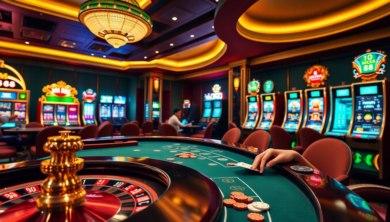 Engaging casino scene with vibrant games featuring MM 88, high limits, and luxury atmosphere.