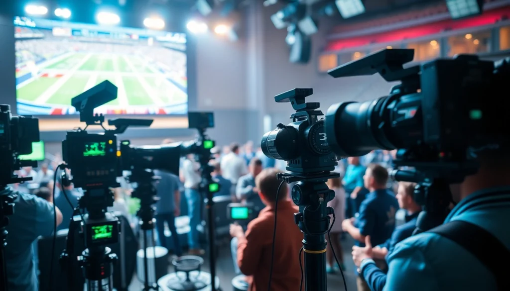 Engaged crew executing dynamic Sports Broadcasting tasks in a lively control room.