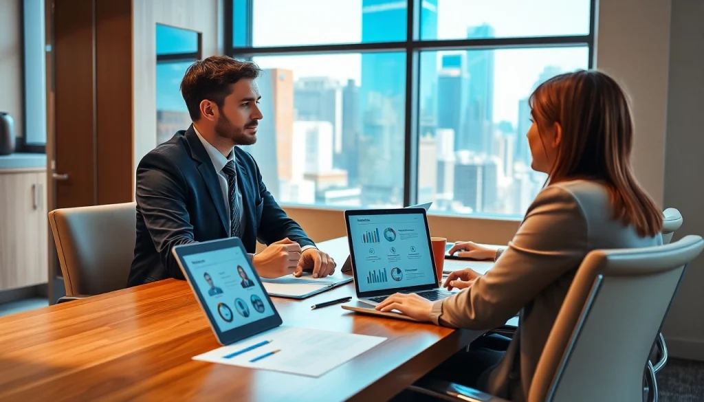 Headhunter IT führt professionelle Interviews in einem modernen Büro.