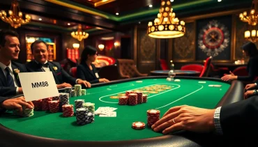 Exciting casino action with MM 88 branding on poker table featuring chips and cards.