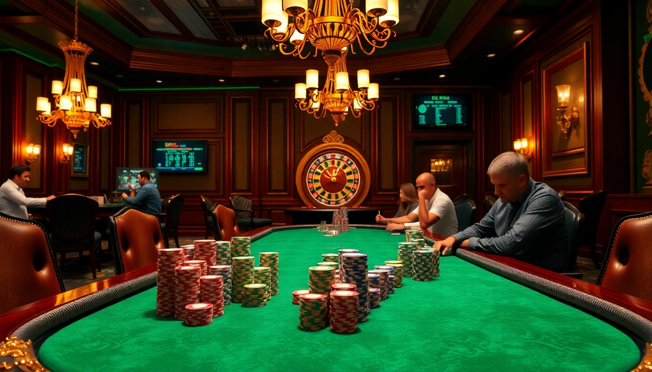 Experience Antiplagiat at a luxury casino featuring intense poker gameplay and vibrant gambling tables.