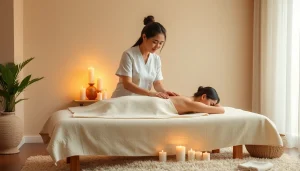 평온한 환경에서 치료사가 가정 마사지 서비스를 제공하는 평택출장마사지의 평화로운 풍경