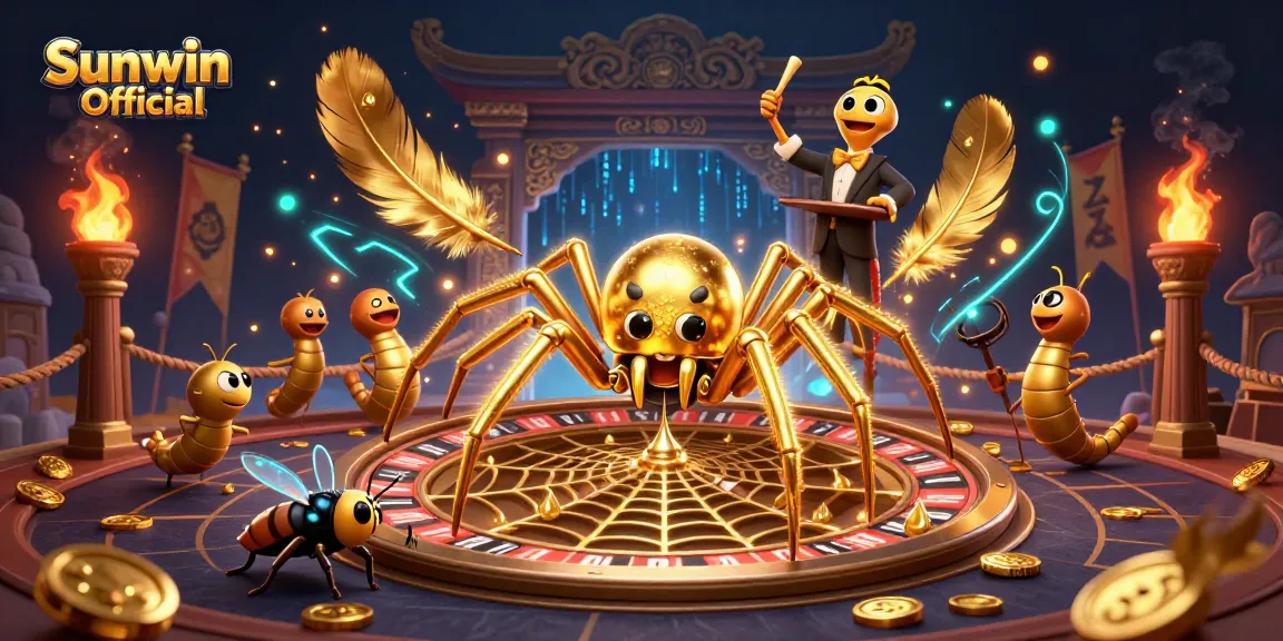 Experience thrilling spins with Sunwin Official at a vibrant roulette wheel, featuring animated characters.
