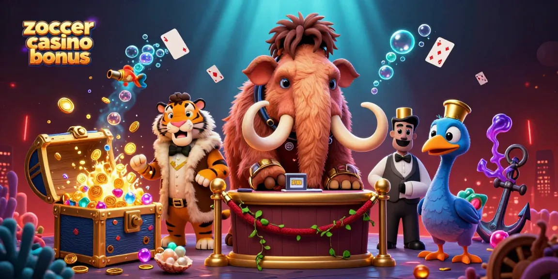 Spiele den zoccer casino bonus mit exklusiven 3D-Charakteren in einem dynamischen Casino-Szenario.